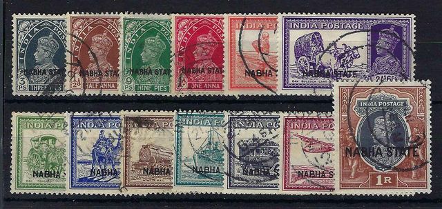 Image of Indian Convention States ~ Nabha SG 77/89 FU British Commonwealth Stamp